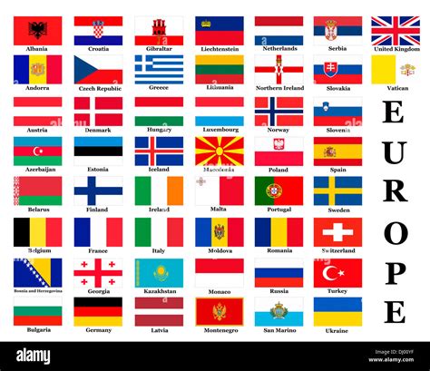 List Of All European Country Flags Stock Photo Alamy