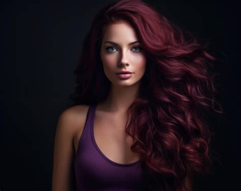 Premium Ai Image Portrait Of A Beautiful Woman With Long Purple Hair