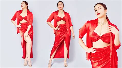 Huma Qureshi Sets Fashion Bar High As She Goes Bold In Red Metallic Co Ord Set Hot Pics