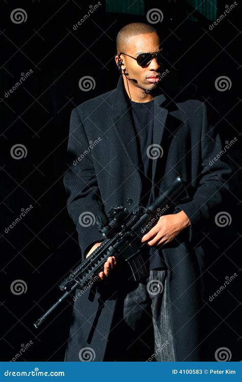 Man With Assault Rifle Stock Image Image Of Blackwater 4100583