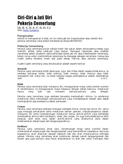 Pdf Ciri Pekerja Cemerlang Dokumentips