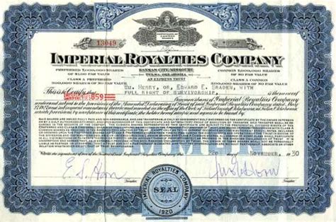 Imperial Royalties Company Kansas City Missouri And Tulsa Oklahoma
