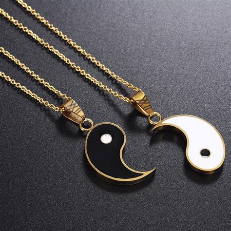 2 Piece Stainless Steel Yin Yang Pendant Necklace For Couples Etsy