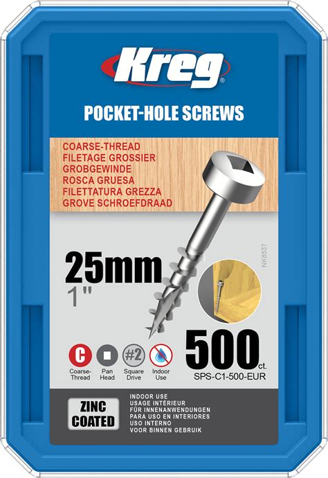 Kreg Pocket Hole Screws 25mm 7 Coarse Pan Head 500ct Buy