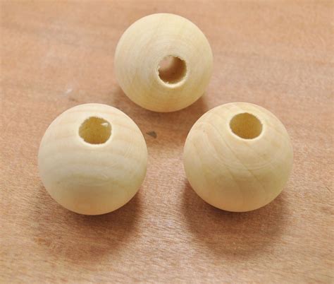 35mm Large Round Wood Beads Unfinished Wood Beads Craft Etsy