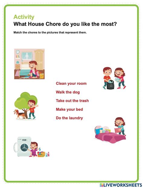 House Chores Interactive Exercise For 3rd Grade English As A Second