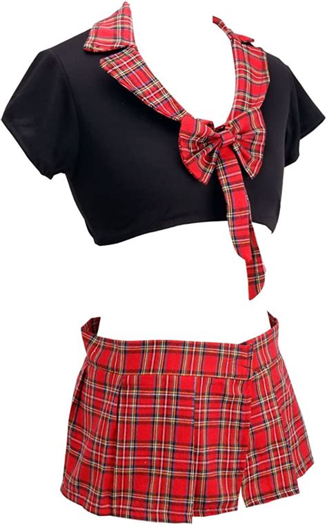 Chictry Womens Schoolgirl Uniform Lingerie Set Japanese Anime Mini Plaid Skirt Roleplay Outfits