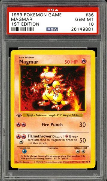 Magmar previously spawned in these areas. 1999 Nintendo Pokemon Game Magmar (1st Edition) | PSA CardFacts™
