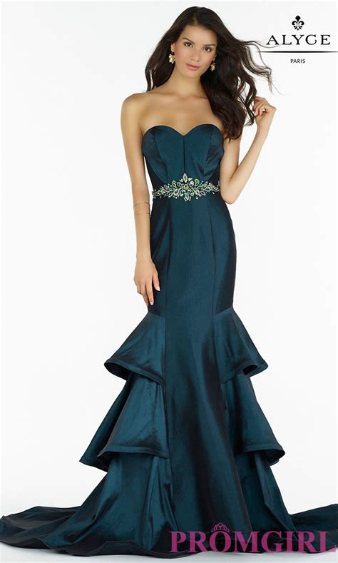 Long Alyce Strapless Mermaid Prom Dress With Images Alyce Paris