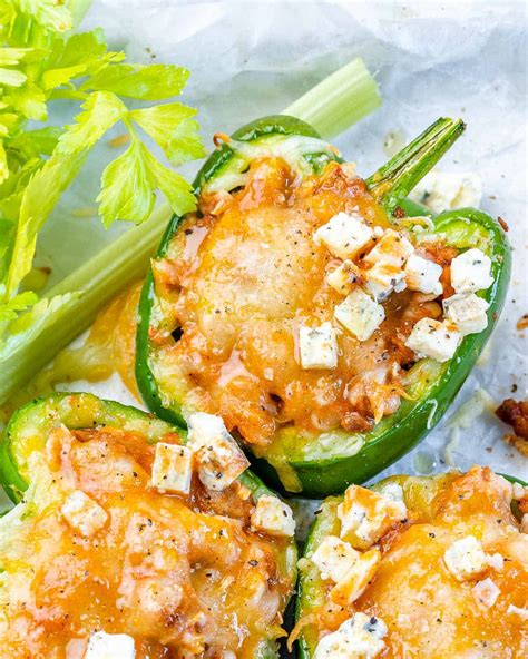 Buffalo Chicken Stuffed Peppers 5 Ingredients Healthy Fitness Meals