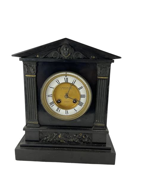 Ds French Slate Mantle Clock With Pendul Collectors And Clearance