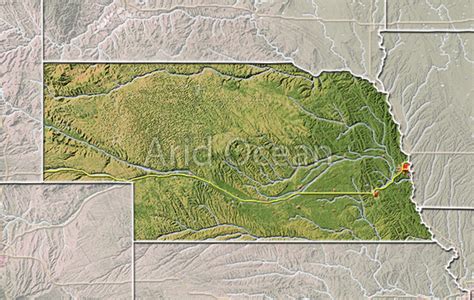 Nebraska Shaded Relief Map