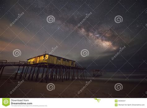 Frisco Pier Under The Milky Way Galaxy Stock Image Image Of Star