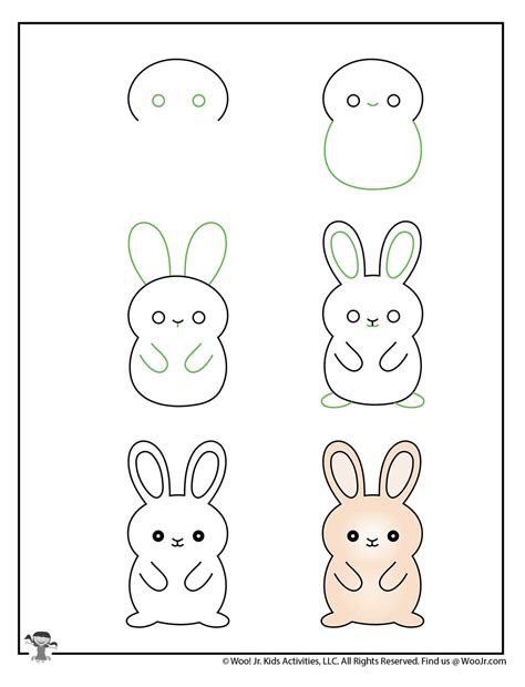 Drawing step by step for kids. Bunny Drawing Step by Step Kids | Woo! Jr. Kids Activities