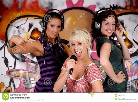 Teen Girls Graffiti Wall Stock Photo Image Of Group