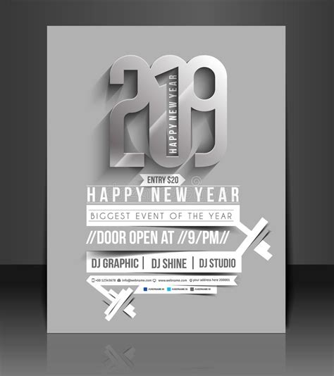 Happy New Year 2019 Party Flyer And Poster Design Stock Vector