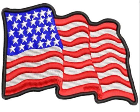 Wavy American Flag Embroidery Design Etsy