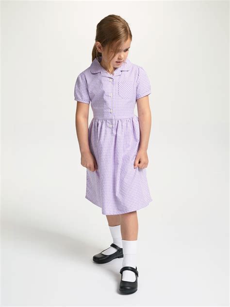 John Lewis And Partners School Belted Gingham Checked Summer Dress Navy