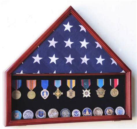 Flag Cases Flag And Medal Case With Challenge Coin Shelf Military