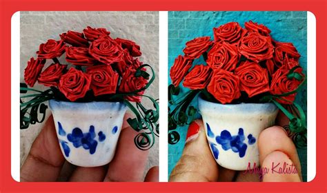 How To Make Diy Paper Quilling Beautiful Miniature Flower Pot Rose