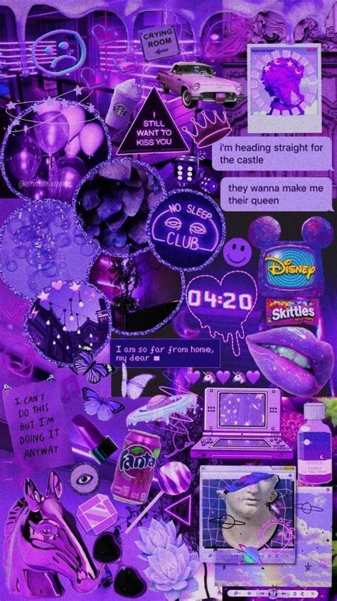 Neon Purple Aesthetic Collage Kit Boujee Purple Mood Board Etsy