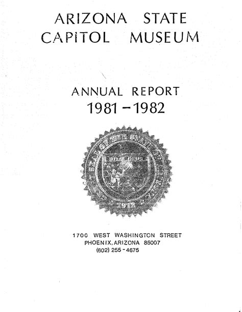 Arizona State Capitol Museum Annual Report 1981 1982 Arizona Memory
