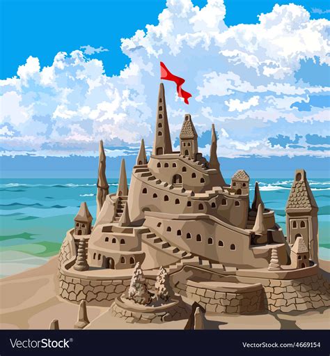 Sand Castle On Beach Royalty Free Vector Image