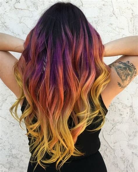 fiery sunset 🔥🔥 hair by ali 1313 a salon in boulder 👐🏼 click for before 💜 sunsethair
