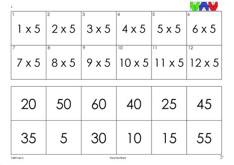 Tafel Van 5 Montessori Math Preschool Activities Times Tables Flash