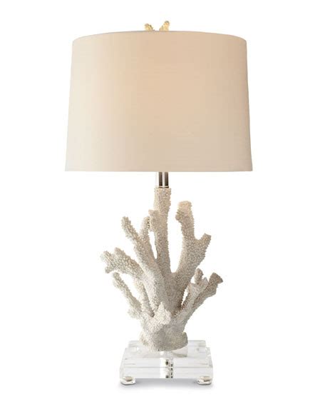 Handpainted white design on a blue resin base. Regina Andrew Design "Coral" Lamp