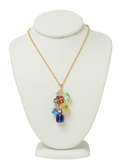 Colorful Crystal Charm Necklace Yumi Jewelry Plants