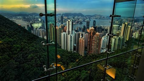 Wallpaper Cityscape Hongkong Bangunan Refleksi Kaki Langit