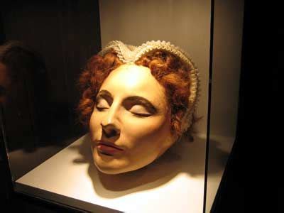 Photograph of the effigy of elizabeth i, queen of england. Death mask of Mary Queen of Scots. She was very beautiful ...