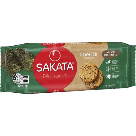 Sakata Rice Crackers Seaweed 90g Woolworths
