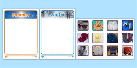 Winter And Summer Clothes Sorting Activity Twinkl