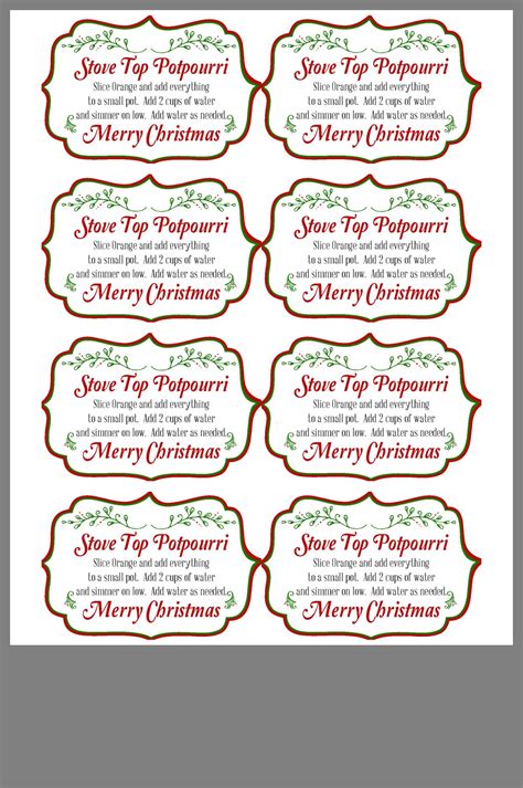 Stovetop Potpourri Printable Tags Free