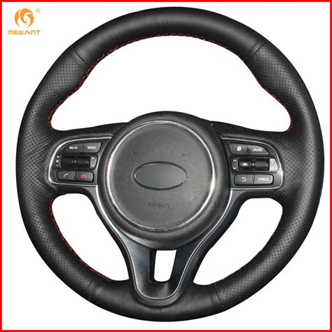 Mewant Black Genuine Leather Car Steering Wheel Cover For Kia K5 2016