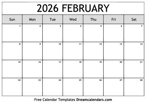 February 2026 Printable Daily Calendar