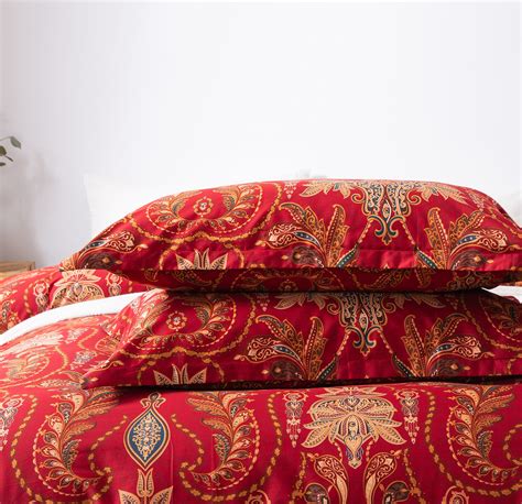 Italian Paisley Style Bedding 400TC Cotton 3pc Duvet Cover Set Boho