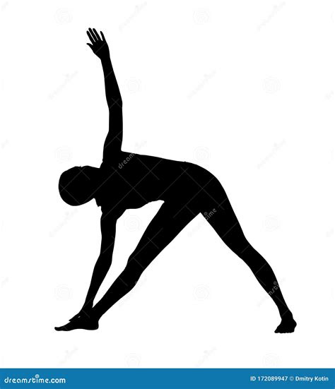 Black Silhouette Of Woman Doing Yoga Exercise Stock Illustration