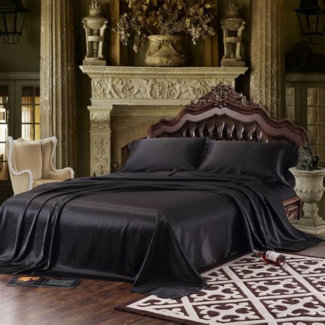 black silk comforter set luxury soft silk feel black pleated satin queen size doona size