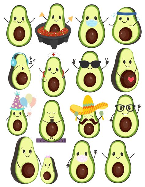 Cute Avocado Digital Planner Stickers Goodnotes Stickers Etsy Cute