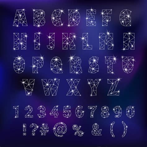 Stars Astromomy Alphabetic Symbols Decorative Illustrations