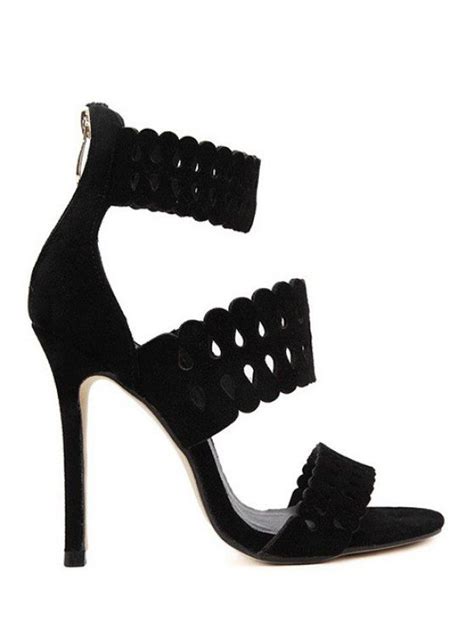 [45 off] 2021 hollow out ankle strap stiletto heel sandals in black zaful