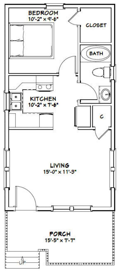 16x30 House 1 Bedroom 1 Bath 480 Sq Ft Pdf Floor Plan Etsy