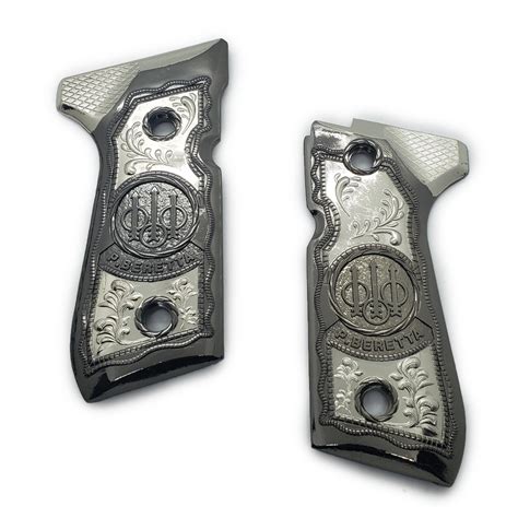 Custom Beretta Grips 9296 Series 92f 92fs M9 96 Black Nickel