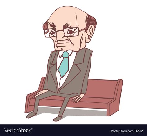 Grandpa Sitting On A Bench Royalty Free Vector Image