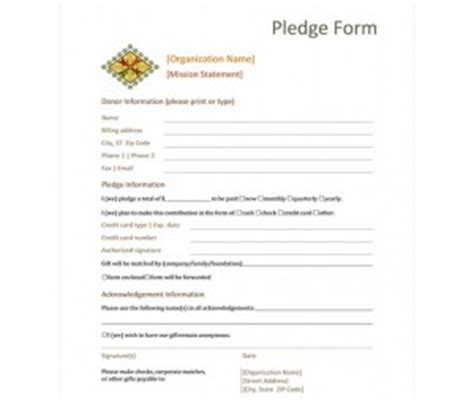 donation pledge form donation pledge form template