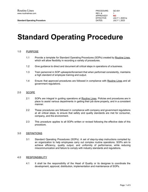 Standard Operating Procedure Examples Standard Operating Procedure