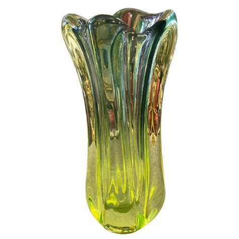 1960s Mid Century Modern Green Murano Glass Vase 166331